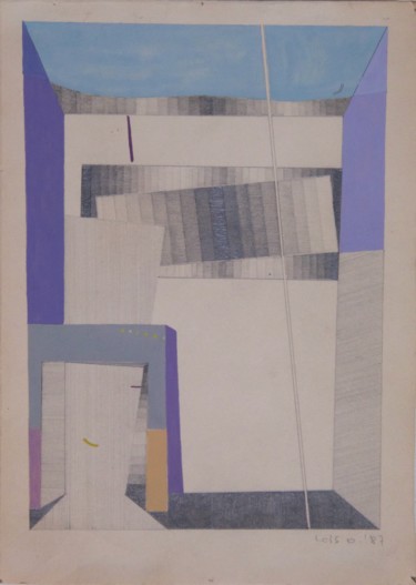 Dessin intitulée "Komposition (Bühne)" par Alois Oberndorfer, Œuvre d'art originale, Crayon