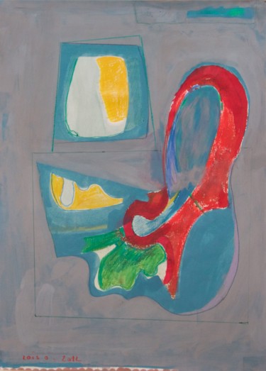 Malerei mit dem Titel "Komposition (Formen)" von Alois Oberndorfer, Original-Kunstwerk, Acryl