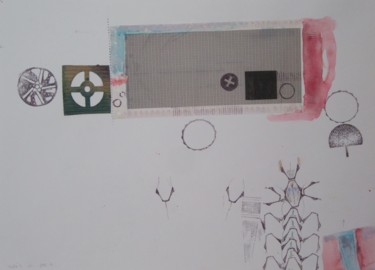 Raupe in geometrischen Ambiente Malerei mit dem Titel "Raupe in geometrisc…" von Alois Oberndorfer, Original-Kunstwerk, Aquarell