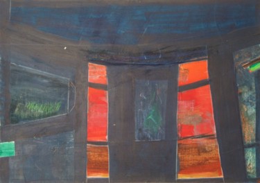 Malerei mit dem Titel "Das Rote Leuchten" von Alois Oberndorfer, Original-Kunstwerk, Acryl