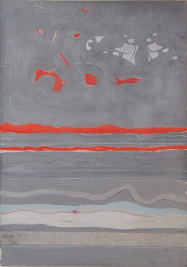 Malerei mit dem Titel "Wolken über dem Meer" von Alois Oberndorfer, Original-Kunstwerk, Acryl