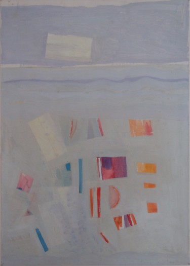 Malerei mit dem Titel "Sonntag am Strand (…" von Alois Oberndorfer, Original-Kunstwerk, Acryl