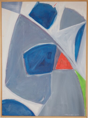 Painting titled "Blau, Grau, Rot, Gr…" by Alois Oberndorfer, Original Artwork, Acrylic Mounted on Cardboard