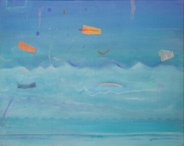 Painting titled "Schöner Tag am Meer" by Alois Oberndorfer, Original Artwork, Acrylic Mounted on Wood Stretcher frame