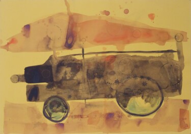 Malerei mit dem Titel "War machine" von Alois Oberndorfer, Original-Kunstwerk, Tinte