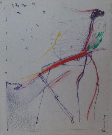 Рисунок под названием "Pferd im Galopp" - Alois Oberndorfer, Подлинное произведение искусства, Карандаш
