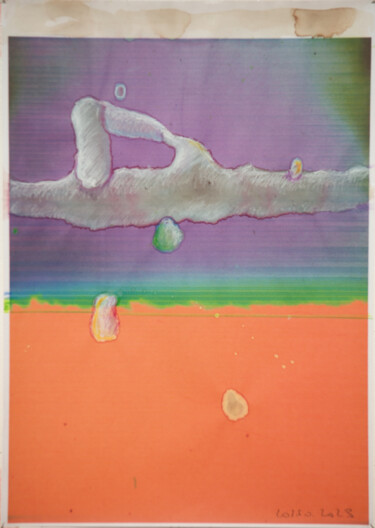 Картина под названием "Wolke über Landscha…" - Alois Oberndorfer, Подлинное произведение искусства, Цветные карандаши