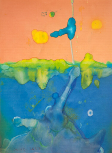 Peinture intitulée "Aus dem Wasser (eru…" par Alois Oberndorfer, Œuvre d'art originale, Encre