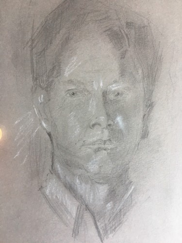 Drawing titled "portrait" by Andre Lobet, Original Artwork, Charcoal