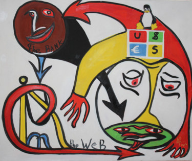 Painting titled "THE WEB ou INTERNET" by Alochka, Original Artwork, Oil