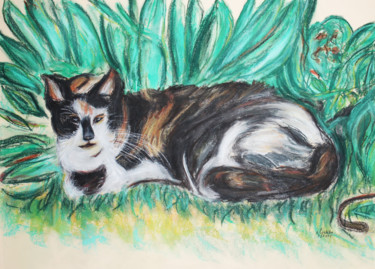 Drawing titled "La sieste après la…" by Alochka, Original Artwork, Pastel