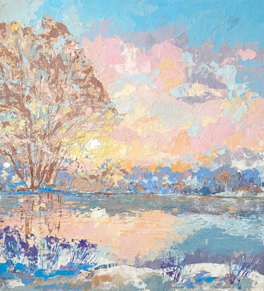 Pintura intitulada "Winter morning" por Alona Cherniavska, Obras de arte originais, Acrílico