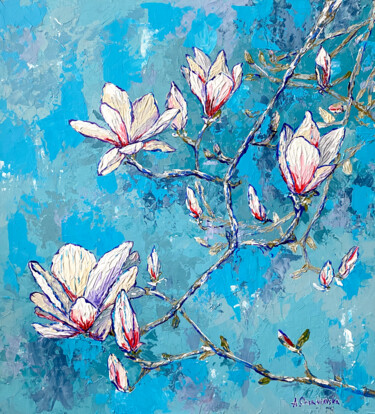Peinture intitulée "Magnolias" par Alona Cherniavska, Œuvre d'art originale, Acrylique