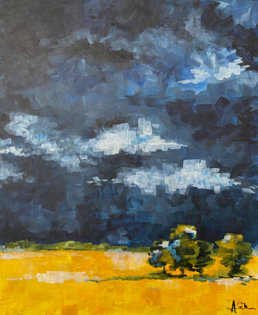 Peinture intitulée "Stormy sky" par Alona Cherniavska, Œuvre d'art originale, Acrylique