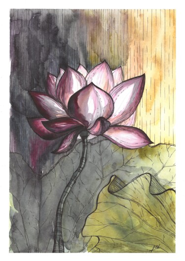 Dessin intitulée "Water lilies №2" par Alona Cherniavska, Œuvre d'art originale, Aquarelle