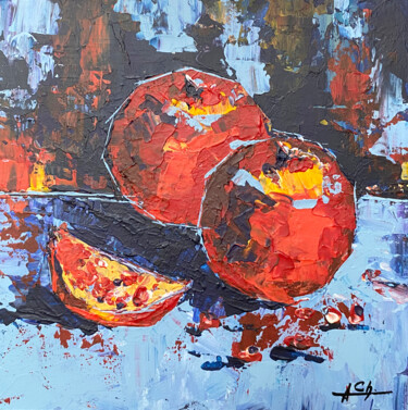 Pintura titulada "Pomegranate Symphony" por Alona Cherniavska, Obra de arte original, Acrílico