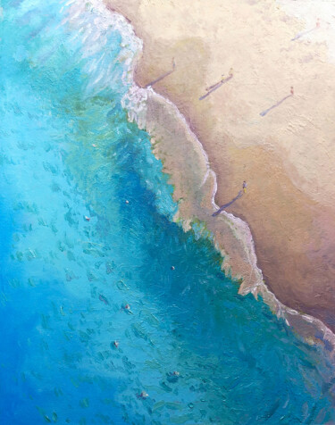 Ζωγραφική με τίτλο "Aerial Beach,Seasca…" από Alona Santhorieieva, Αυθεντικά έργα τέχνης, Λάδι