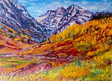 Pittura intitolato "Autumn in mountains…" da Alona Santhorieieva, Opera d'arte originale, Olio