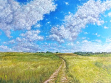 Schilderij getiteld "Countryside landsca…" door Alona Santhorieieva, Origineel Kunstwerk, Olie