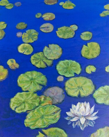 Peinture intitulée "Lotus pond oil pain…" par Alona Santhorieieva, Œuvre d'art originale, Huile