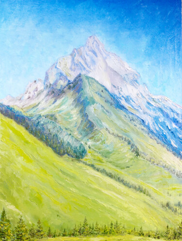 Картина под названием "Alps mountains oil…" - Alona Santhorieieva, Подлинное произведение искусства, Масло Установлен на Дер…