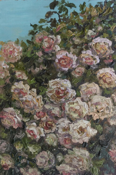Malarstwo zatytułowany „Roses oil painting,…” autorstwa Alona Santhorieieva, Oryginalna praca, Olej