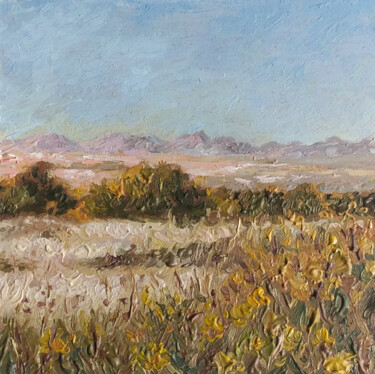 Painting titled "Meadow field oil pa…" by Alona Santhorieieva, Original Artwork, Oil