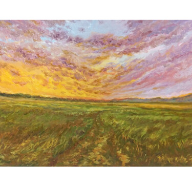 Peinture intitulée "Sunset  field oil p…" par Alona Santhorieieva, Œuvre d'art originale, Huile