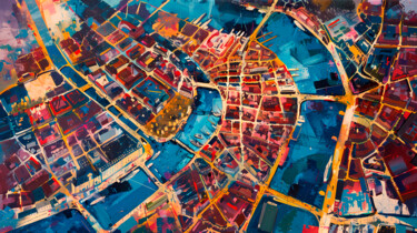 Digitale Kunst getiteld "City Lights from Ab…" door Alona Vatkina, Origineel Kunstwerk, Acryl