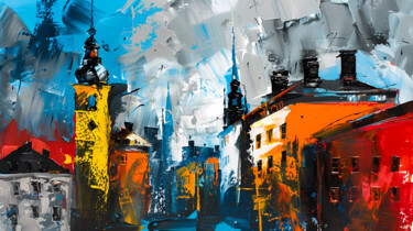 Artes digitais intitulada "Abstract Old Town P…" por Alona Vatkina, Obras de arte originais, Acrílico