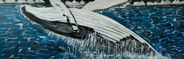 Malerei mit dem Titel "Whale jump" von Along Xu, Original-Kunstwerk, Acryl Auf Keilrahmen aus Holz montiert