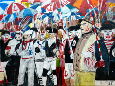 Malerei mit dem Titel "Carnaval de Dunkerq…" von Along Xu, Original-Kunstwerk, Acryl Auf Keilrahmen aus Holz montiert