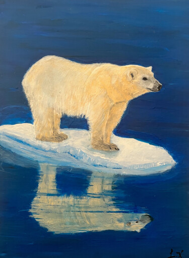 Painting titled "Le Destin Glacial" by Along Xu, Original Artwork, Acrylic Mounted on Wood Stretcher frame