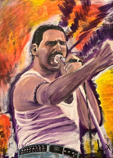 Painting titled "Forever Freddie Mer…" by Along Xu, Original Artwork, Acrylic