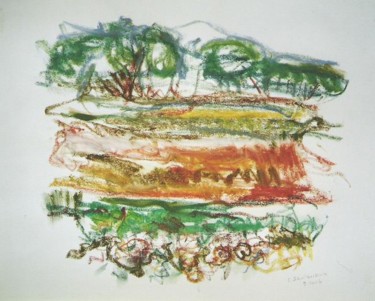 Peinture intitulée "prairie" par Lambert Savigneux, Œuvre d'art originale