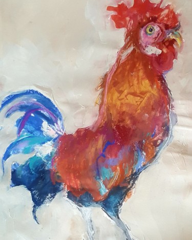 Malerei mit dem Titel "El gallo" von Ana Lorena Moledo, Original-Kunstwerk, Acryl