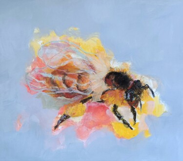 Painting titled "La abeja reina" by Ana Lorena Moledo, Original Artwork, Acrylic Mounted on Other rigid panel