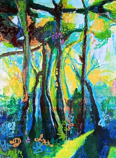 Pintura intitulada "El bosque longevo" por Ana Lorena Moledo, Obras de arte originais, Acrílico