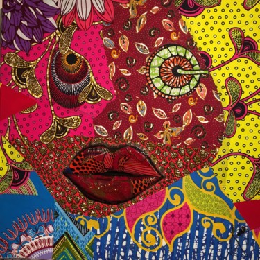 Текстильное искусство под названием "Do you like my Full…" - Kwame Akpokavi, Подлинное произведение искусства, Коллажи