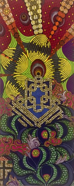 Текстильное искусство под названием "Be Still" - Kwame Akpokavi, Подлинное произведение искусства, Коллажи Установлен на Дер…
