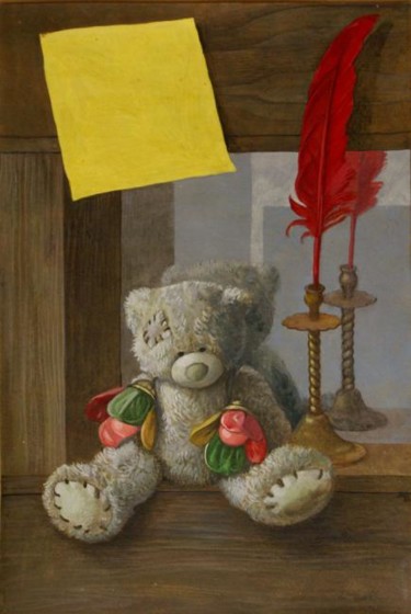 Painting titled "Натюрморт с Мишкой…" by Aleksei Ostaev, Original Artwork, Oil