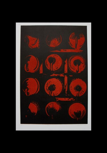 Отпечатки и Гравюры под названием "'DISCOS'" - Alota Ribeiro, Подлинное произведение искусства, Линогравюры