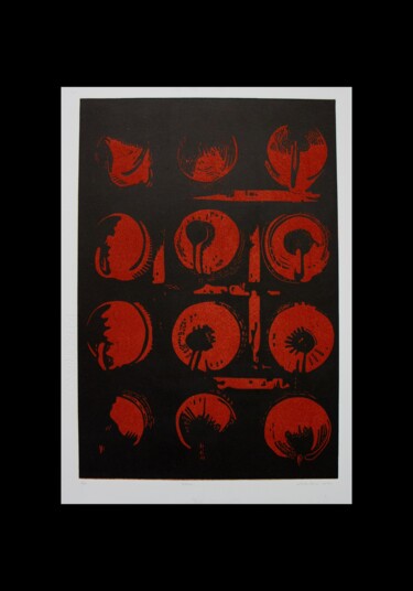 Printmaking titled "'DISCOS'" by Alota Ribeiro, Original Artwork, Linocuts