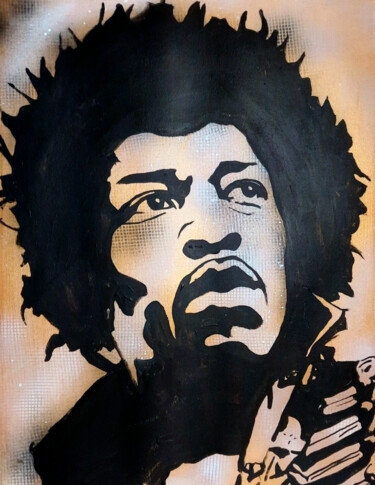Schilderij getiteld "Jimi Hendrix_acrylic" door Alota Ribeiro, Origineel Kunstwerk, Acryl