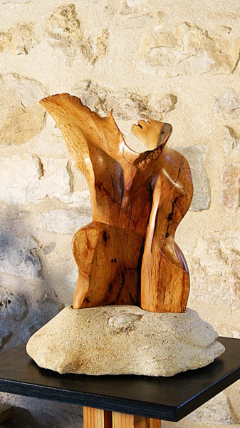 Sculpture titled "icare avant la chute" by Alper, Original Artwork, Wood