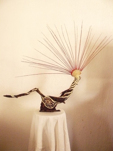 Sculpture intitulée "Oiseau Lyre" par Gianfranco Bacci, Œuvre d'art originale, Bois
