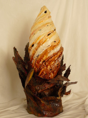 Sculpture titled "Le Bourgeon" by Gianfranco Bacci, Original Artwork, Wood