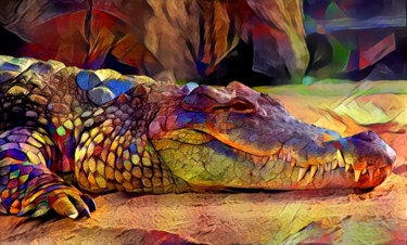 Digital Arts titled "Crocodile" by Alpha Zero, Original Artwork, Digital Painting