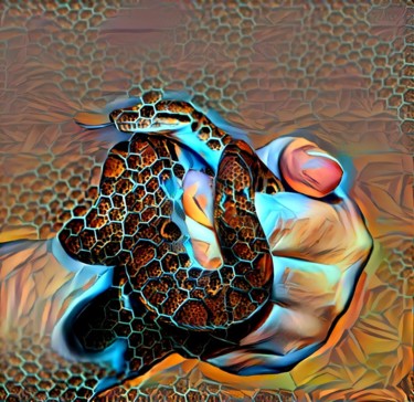 Digital Arts titled "Holding the Snake" by Alpha Zero, Original Artwork, Digital Painting