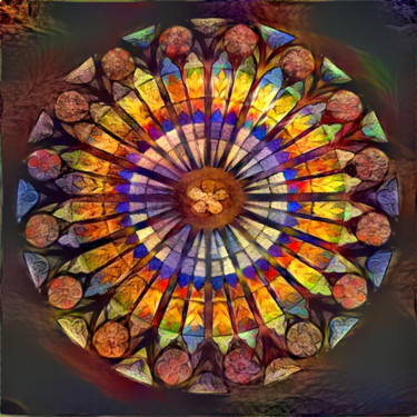 Digital Arts titled "Rose Window" by Alpha Zero, Original Artwork, Digital Painting